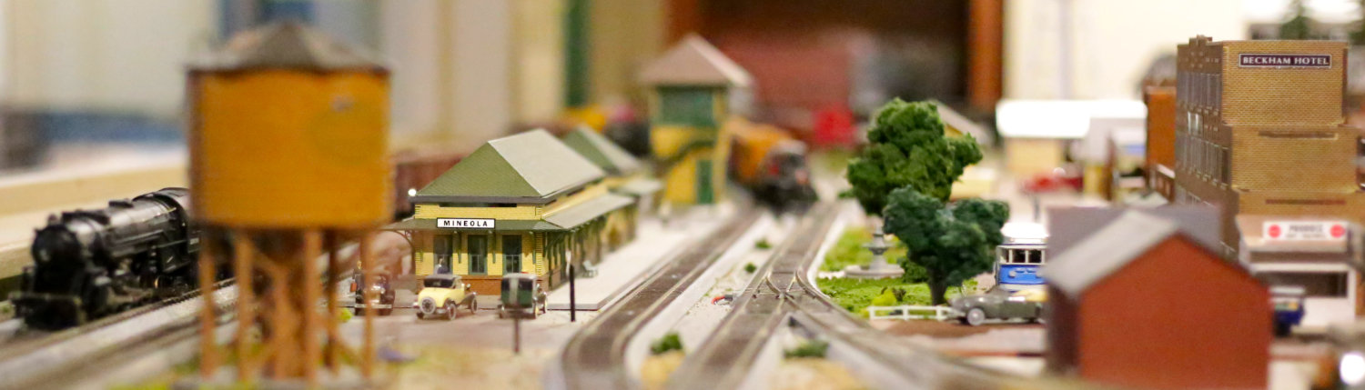 Part of the train diorama depicting Mineola in the year 1930.